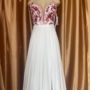 Alyce Paris red and white dress